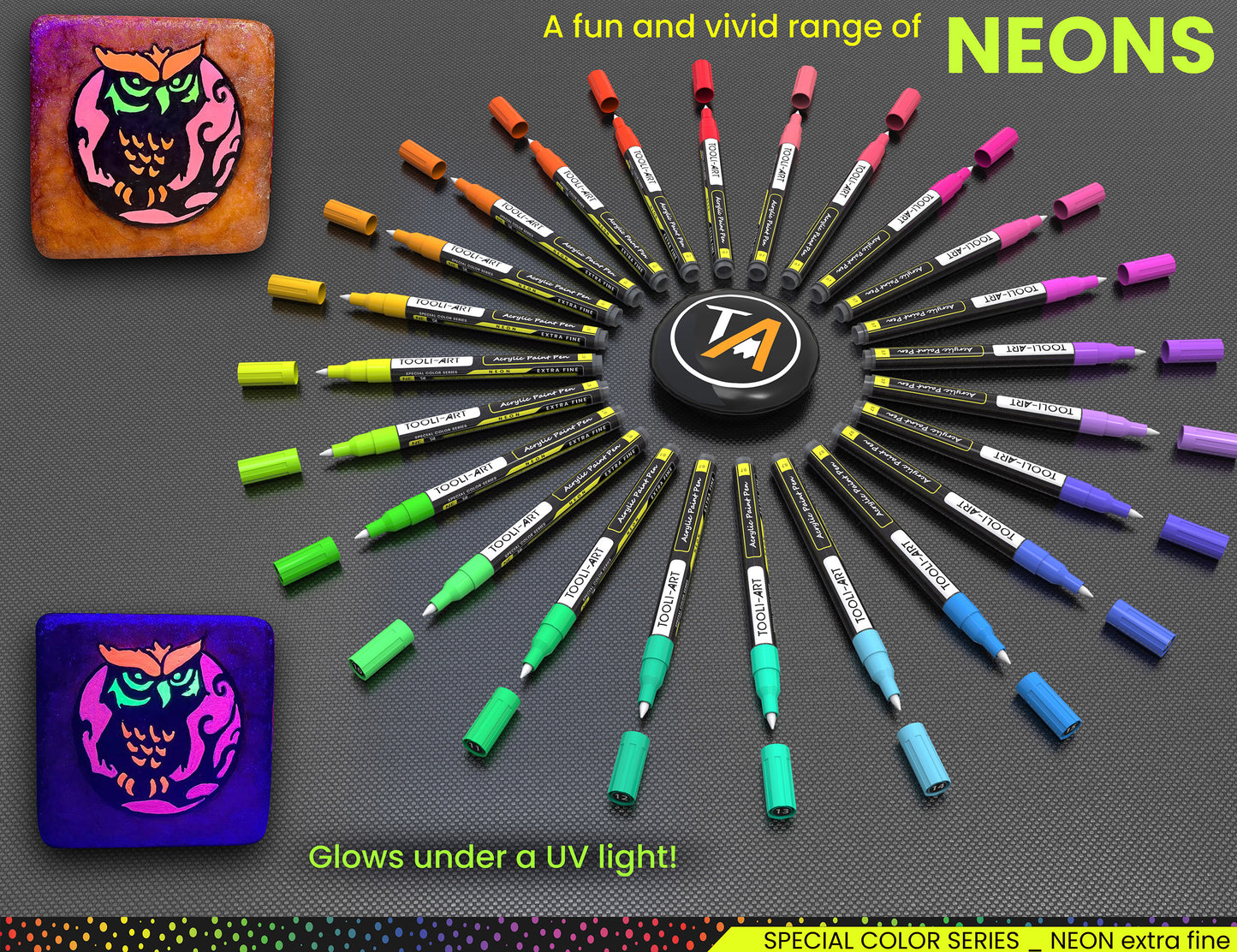 24 Neon Fluorescent Acrylic Paint Pens Markers Set 0.7mm (EXTRA FINE)