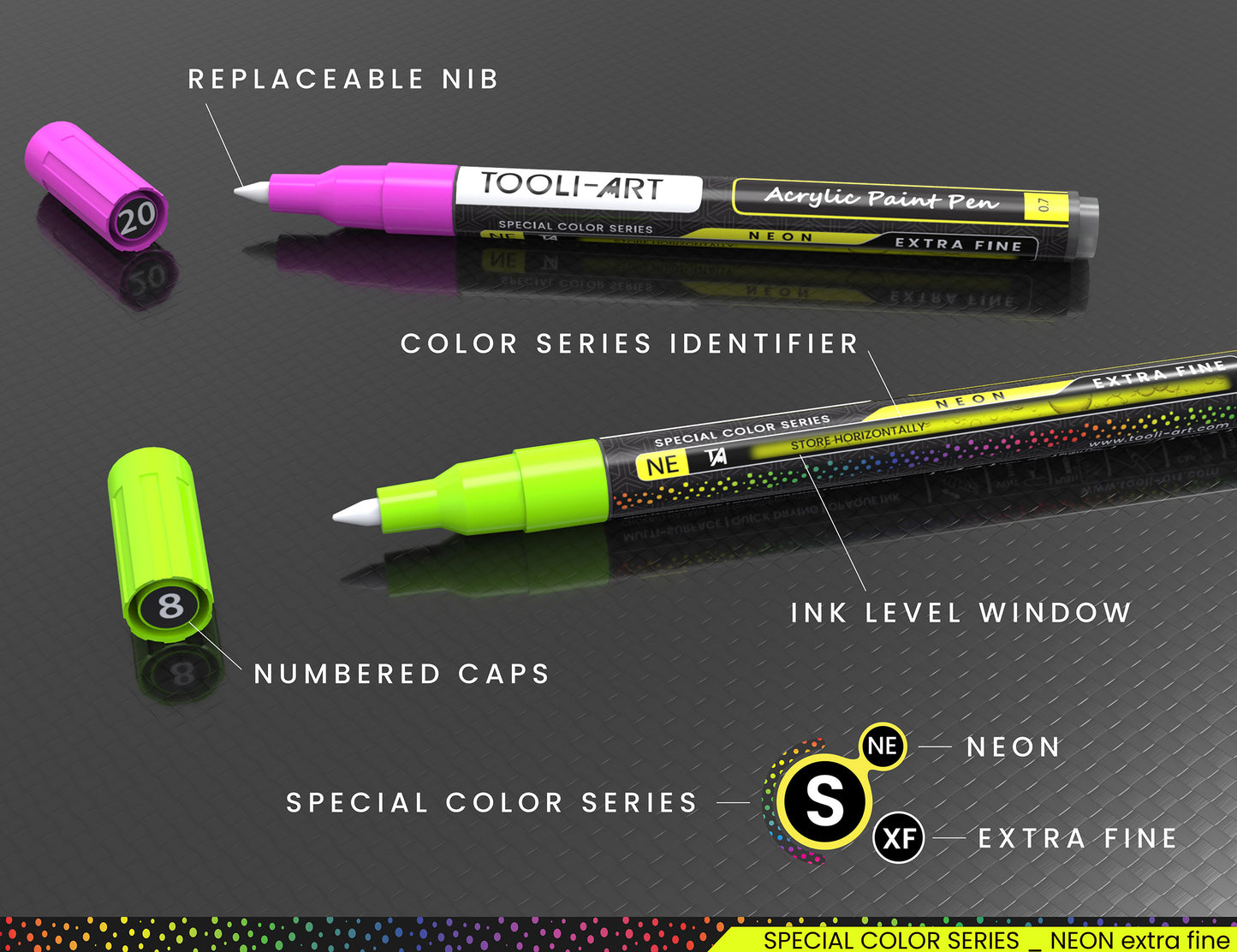 24 Neon Fluorescent Acrylic Paint Pens Markers Set 0.7mm (EXTRA FINE)