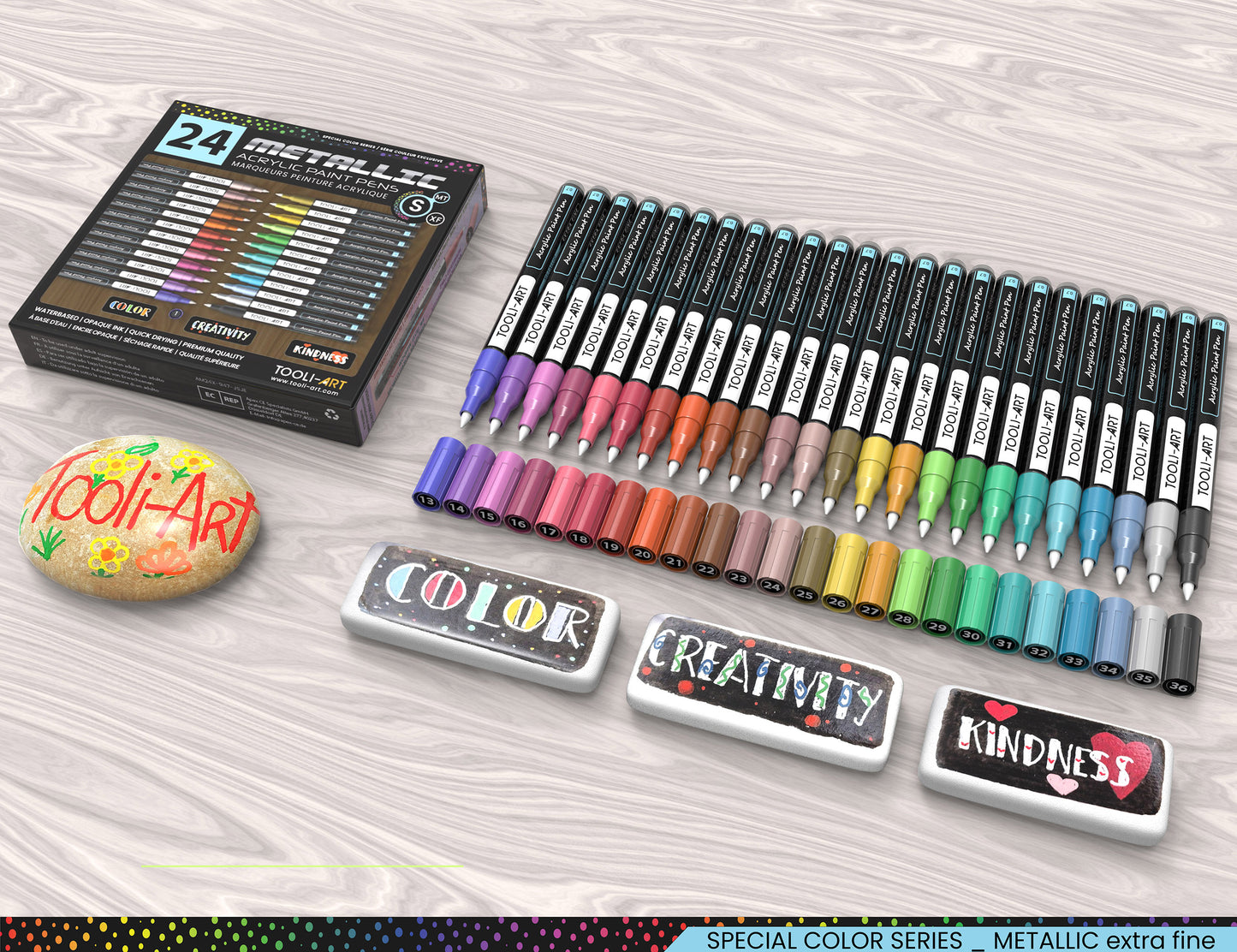 24 Metallic Acrylic Paint Pens Special Color Series Markers 0.7mm (EXTRA FINE)