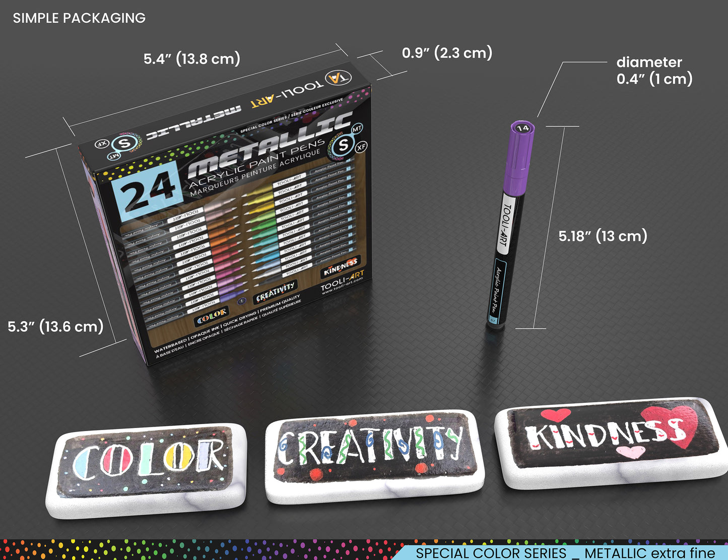 24 Metallic Acrylic Paint Pens Special Color Series Markers 0.7mm (EXTRA FINE)