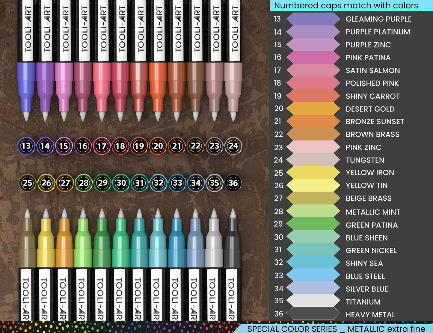 24 Metallic Acrylic Paint Pens Special Color Series Markers 0.7mm (EXTRA FINE)