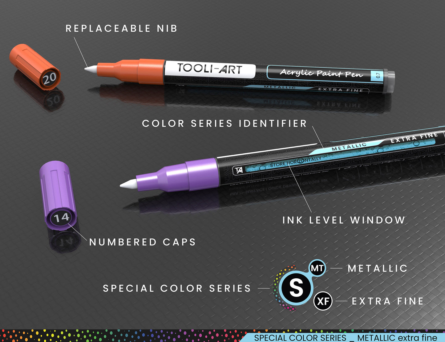 24 Metallic Acrylic Paint Pens Special Color Series Markers 0.7mm (EXTRA FINE)