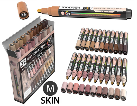 22 Acrylic Paint Pens (SKIN FLESH) Pro Color Series Set (3mm MEDIUM)