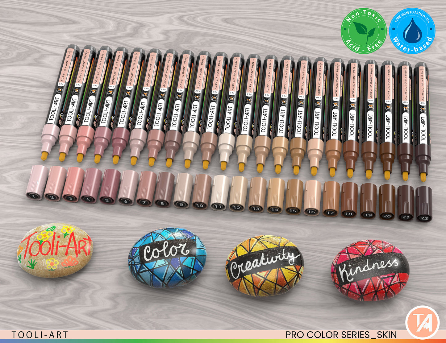 22 Acrylic Paint Pens (SKIN FLESH) Pro Color Series Set (3mm MEDIUM)