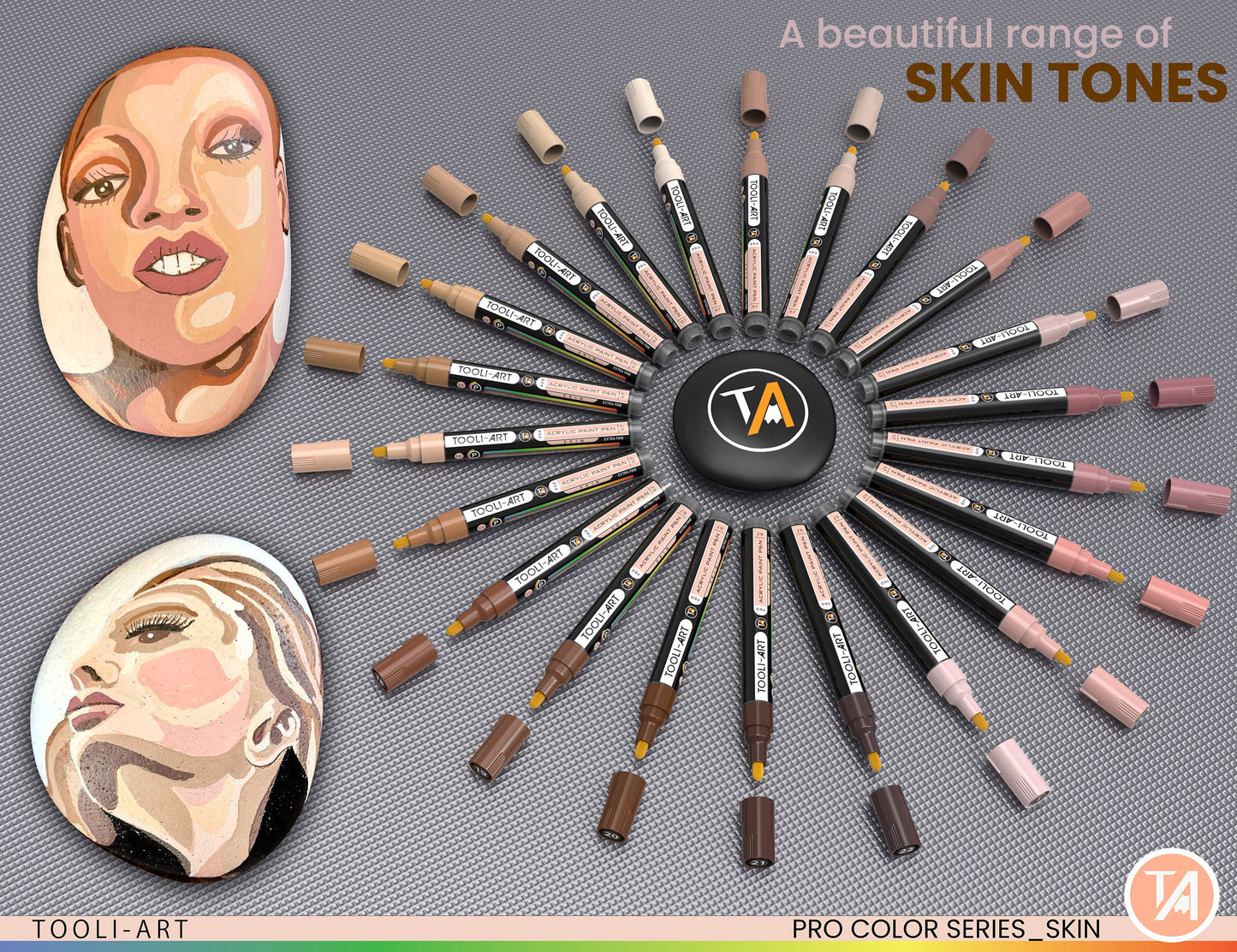 22 Acrylic Paint Pens (SKIN FLESH) Pro Color Series Set (3mm MEDIUM)