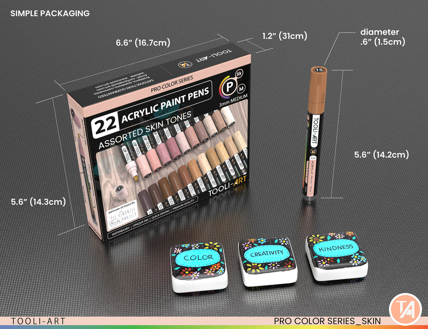 22 Acrylic Paint Pens (SKIN FLESH) Pro Color Series Set (3mm MEDIUM)