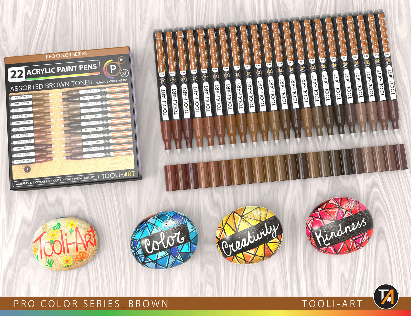 Acrylic Paint Pens 22 Assorted Brown Tones Pro Markers Set 0.7mm Extra Fine