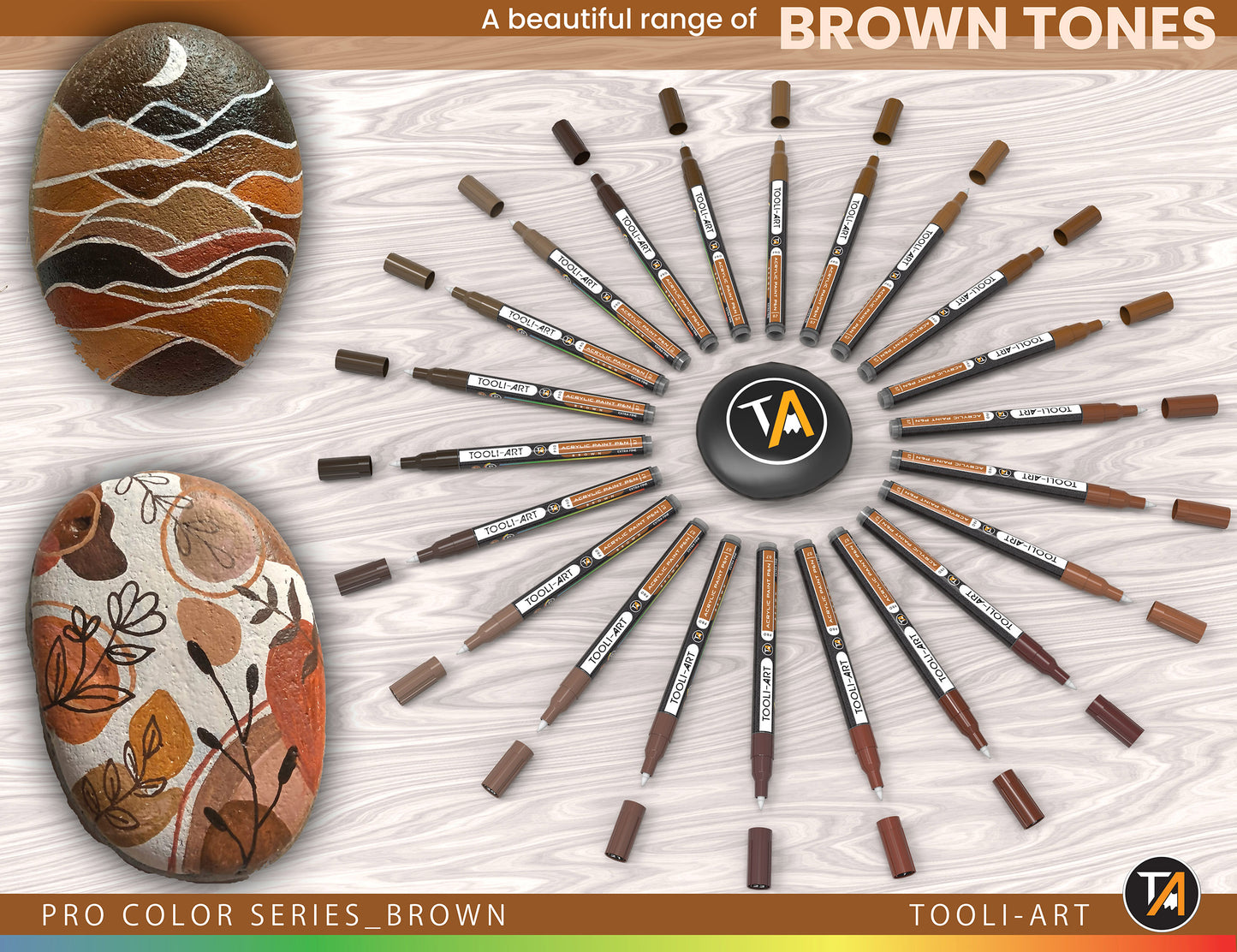 Acrylic Paint Pens 22 Assorted Brown Tones Pro Markers Set 0.7mm Extra Fine