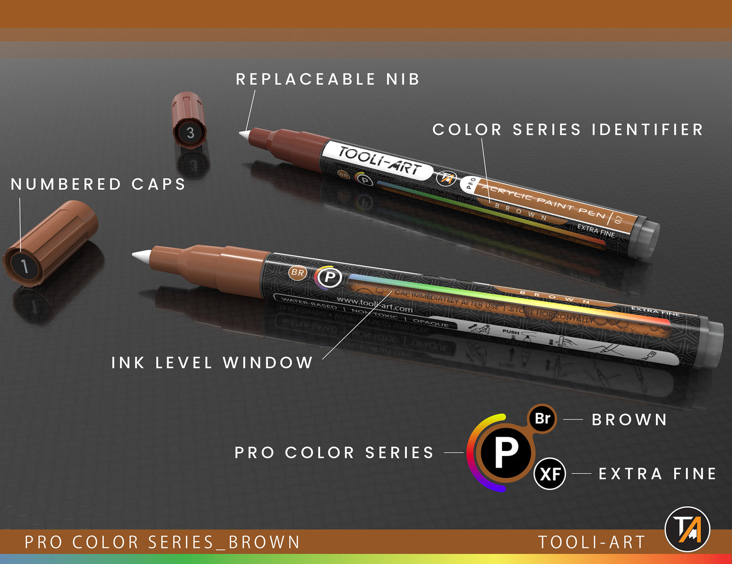 Acrylic Paint Pens 22 Assorted Brown Tones Pro Markers Set 0.7mm Extra Fine
