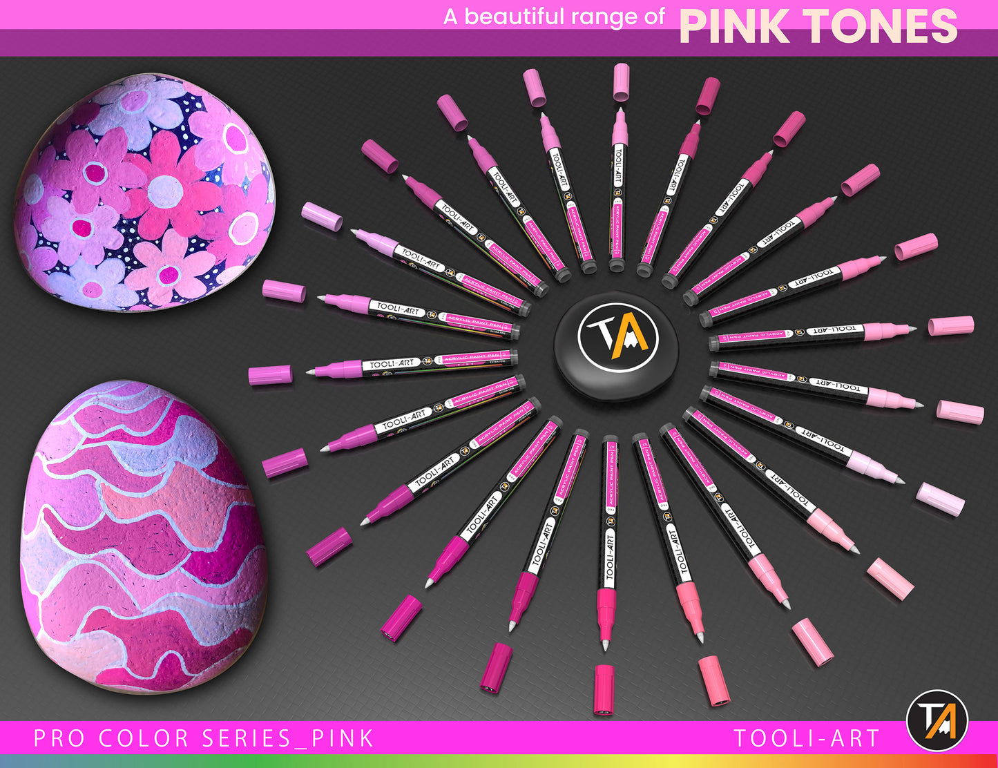 Acrylic Paint Pens 22 Assorted Pink Pro Series Markers Set (0.7mm EXTRA FINE)