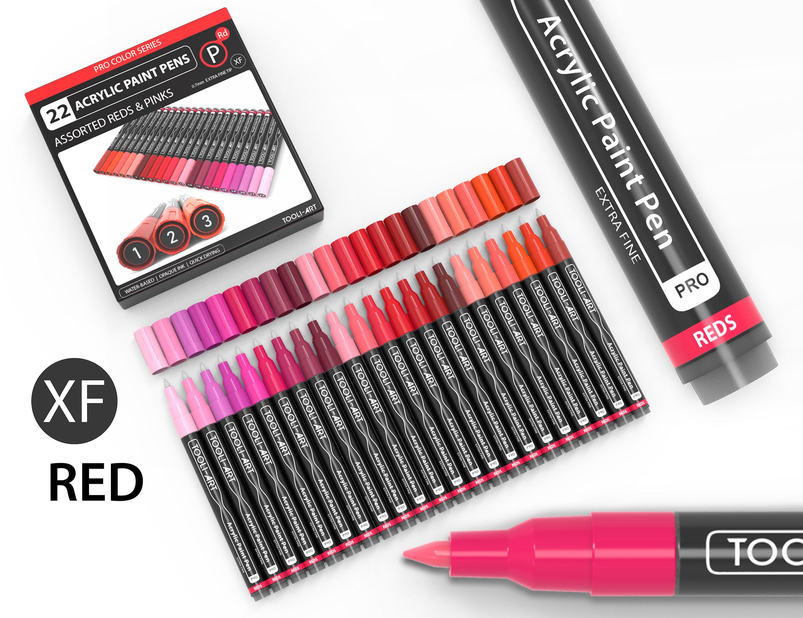Acrylic Paint Pens 22 Assorted Red And Pink Pro Color Series Specialty
