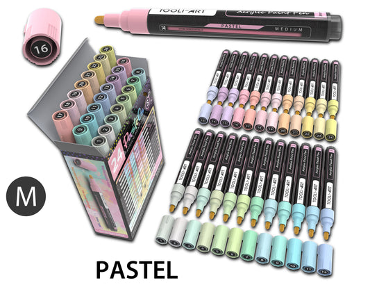 24 Pastel Acrylic Paint Pens Special Color Series Markers Set (3mm MEDIUM)