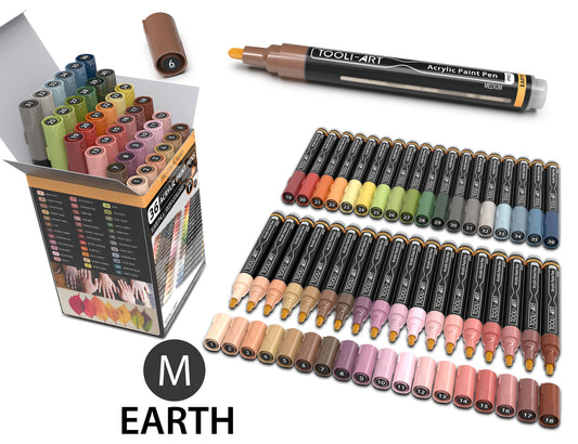36 Acrylic Paint Pens Skin and Earth Tones (Pro Color Series Marker Set) (3mm MEDIUM)