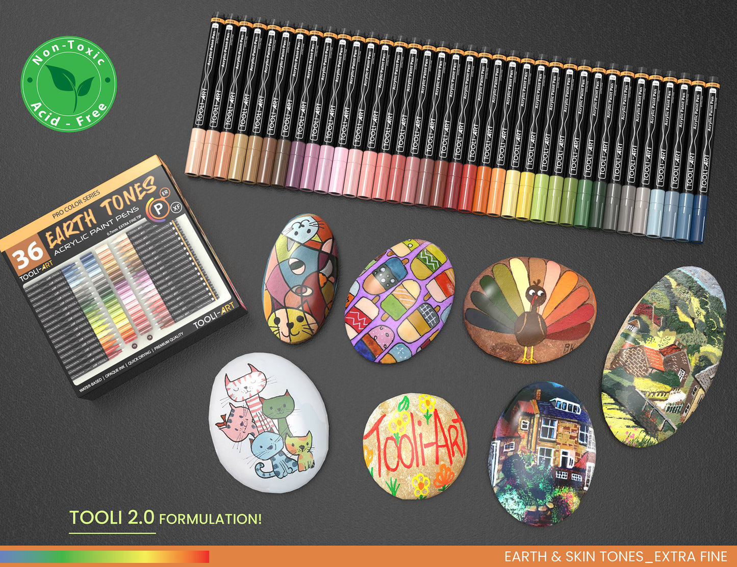 36 Acrylic Paint Pens Skin and Earth Tones (Pro Color Series Marker Set) (0.7mm EXTRA FINE)