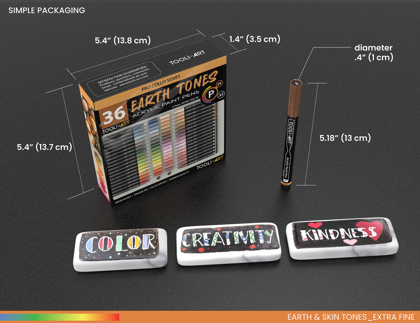 36 Acrylic Paint Pens Skin and Earth Tones (Pro Color Series Marker Set) (0.7mm EXTRA FINE)