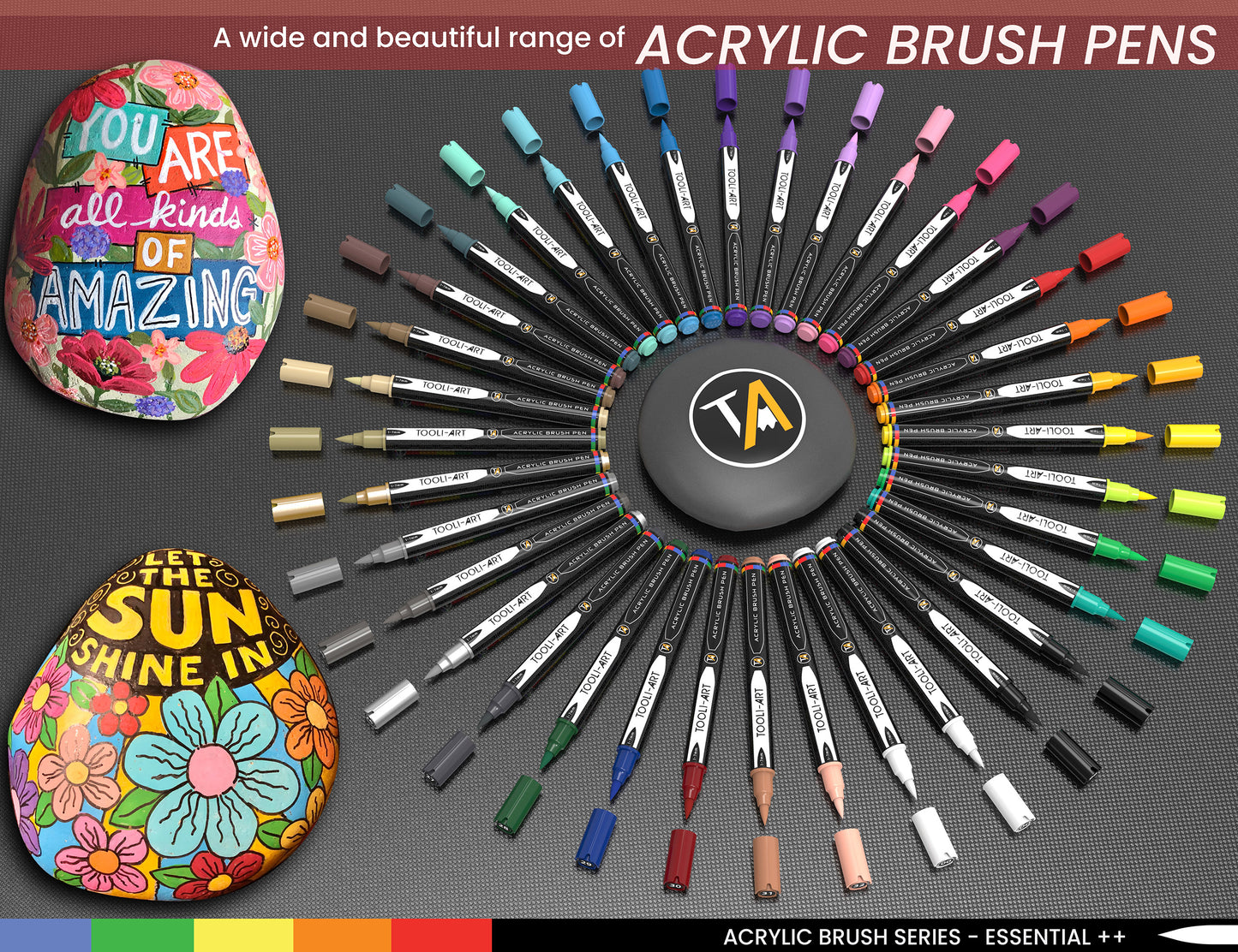 36 Flexible Brush Tip Acrylic Paint Pens Markers Set 1-7mm