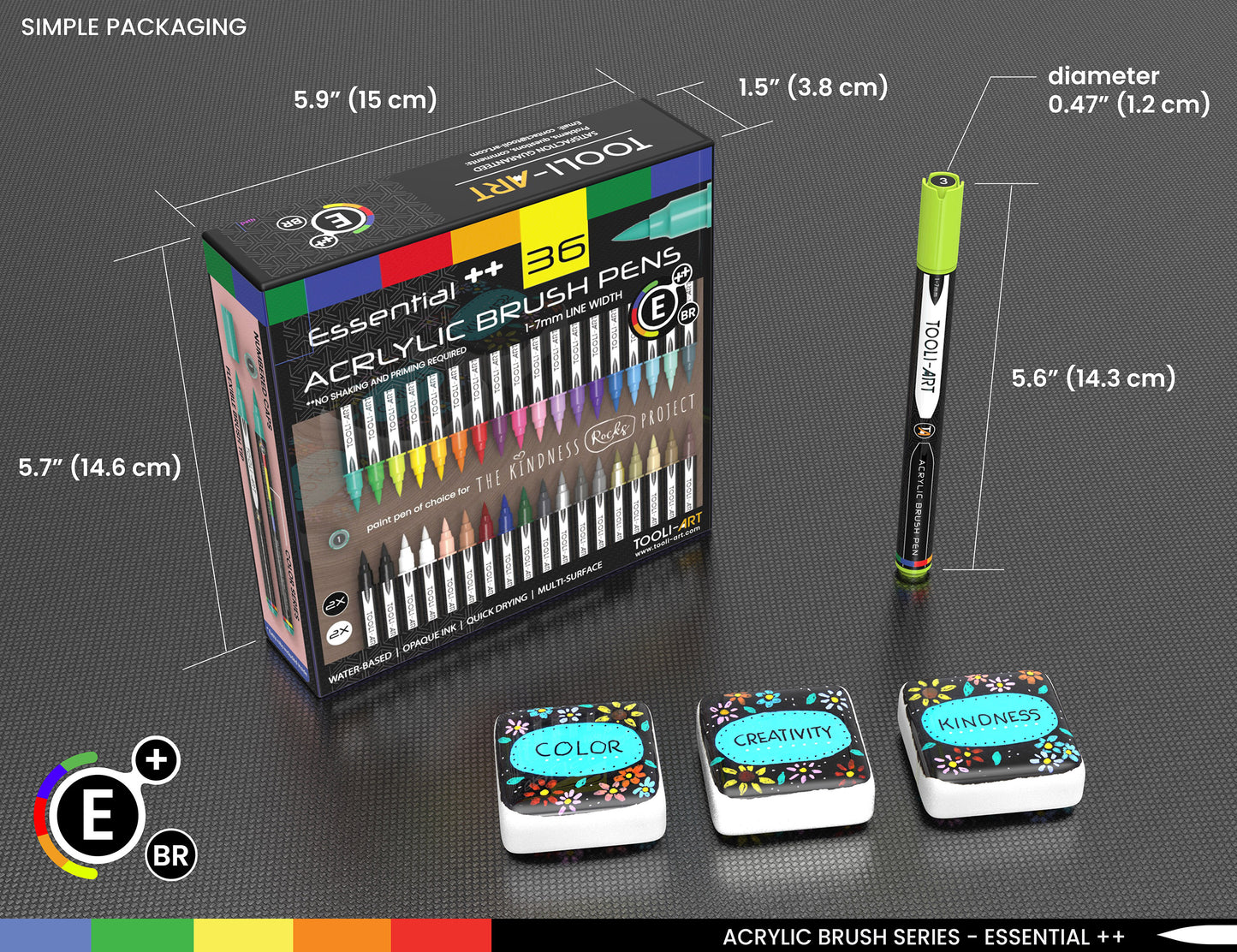 36 Flexible Brush Tip Acrylic Paint Pens Markers Set 1-7mm