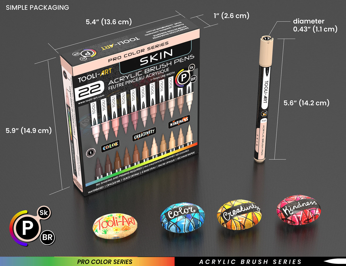22 Flexible Brush Tip Acrylic Paint Pens Markers Set 1-7mm (SKIN)