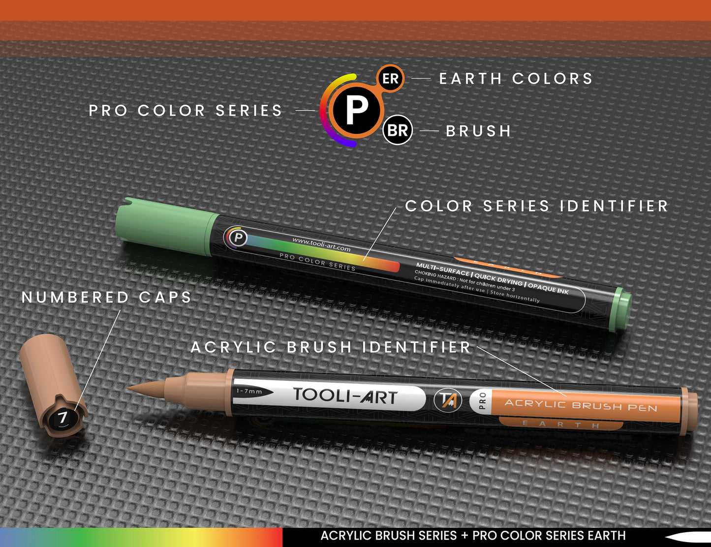 36 Earth Tones Flexible Brush Tip Acrylic Paint Pens Markers Set 1-7mm