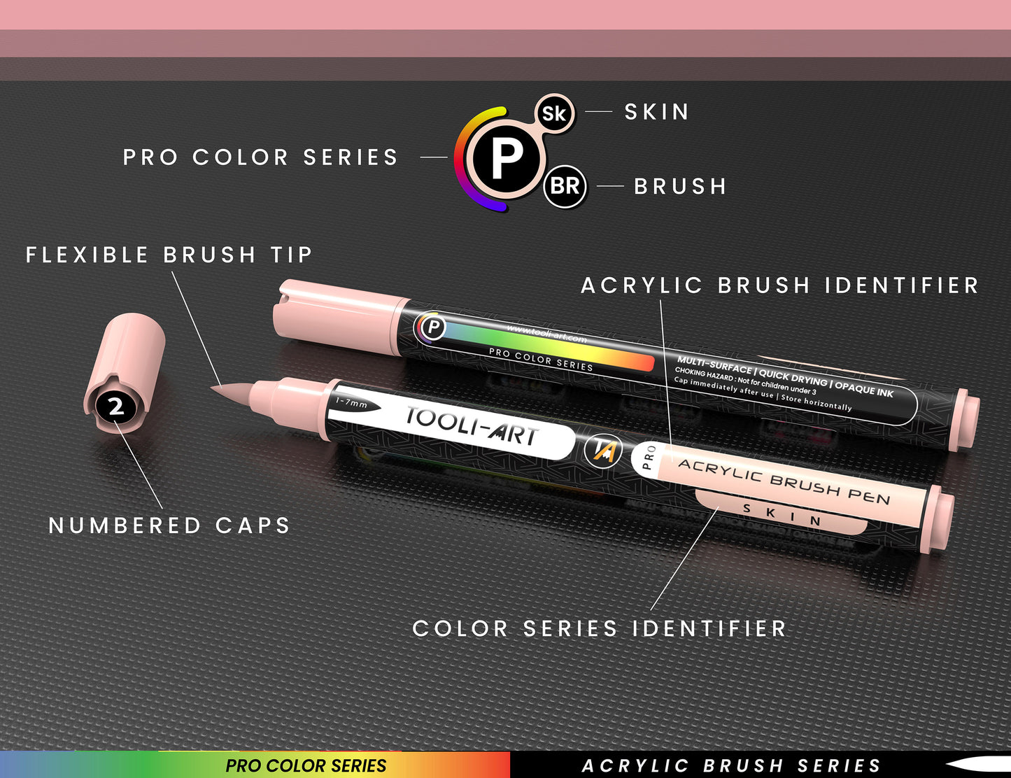 22 Flexible Brush Tip Acrylic Paint Pens Markers Set 1-7mm (SKIN)