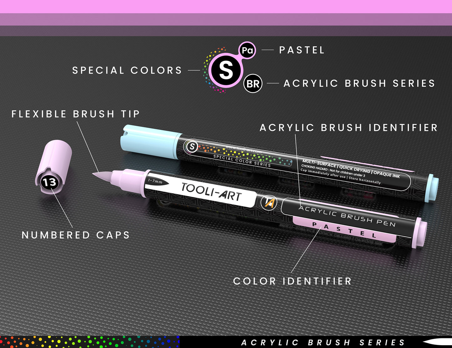 24 Flexible Brush Tip Acrylic Paint Pens Markers Set 1-7mm(PASTEL) - Not for paper