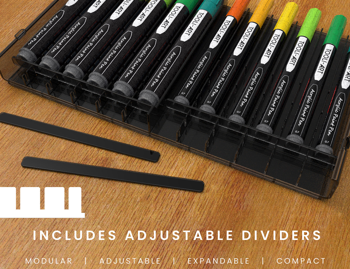 TOOLI-ART 72 Art Marker Storage Tray Organizer Holder Adjustable Divider 6 Trays