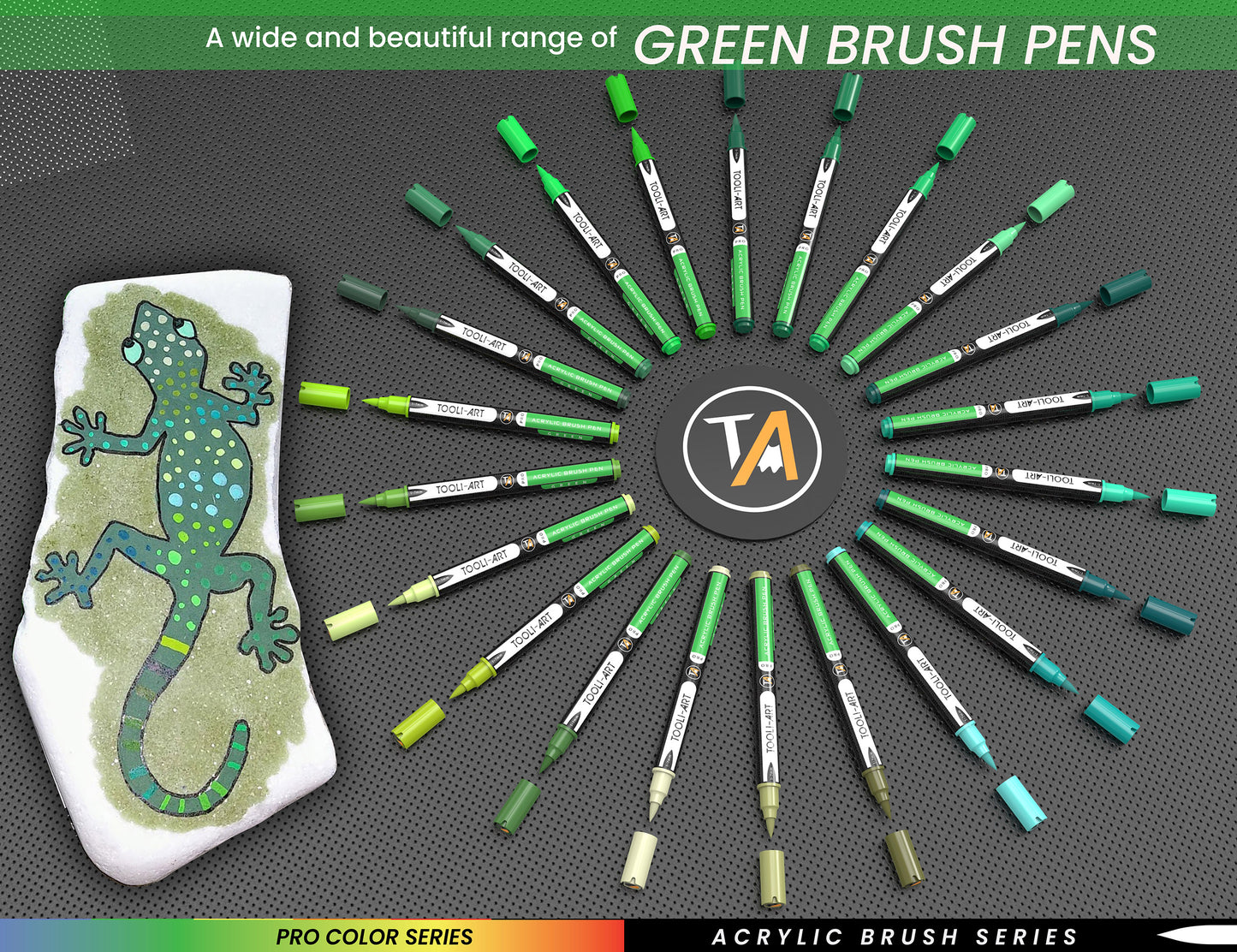 22 Flexible Brush Tip Acrylic Paint Pens Markers Set 1-7mm (GREEN)