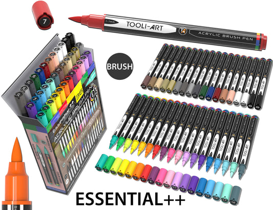 36 Flexible Brush Tip Acrylic Paint Pens Markers Set 1-7mm