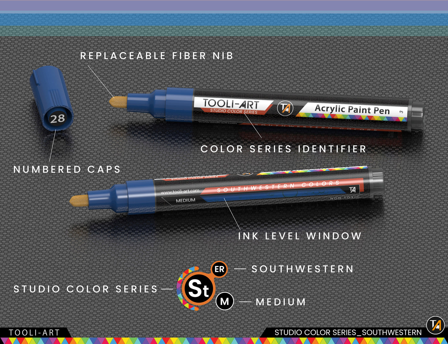 28 Southwestern Colors Acrylic Paint Pens Markers Set 3mm Medium