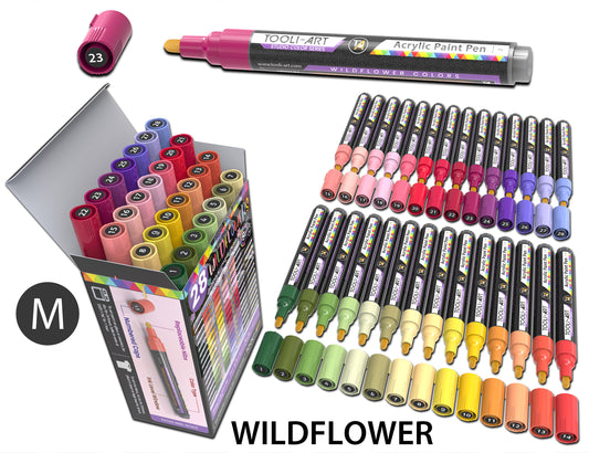 28 Wildflower Colors Acrylic Paint Pens Studio Color Series Markers Set 3mm Medium