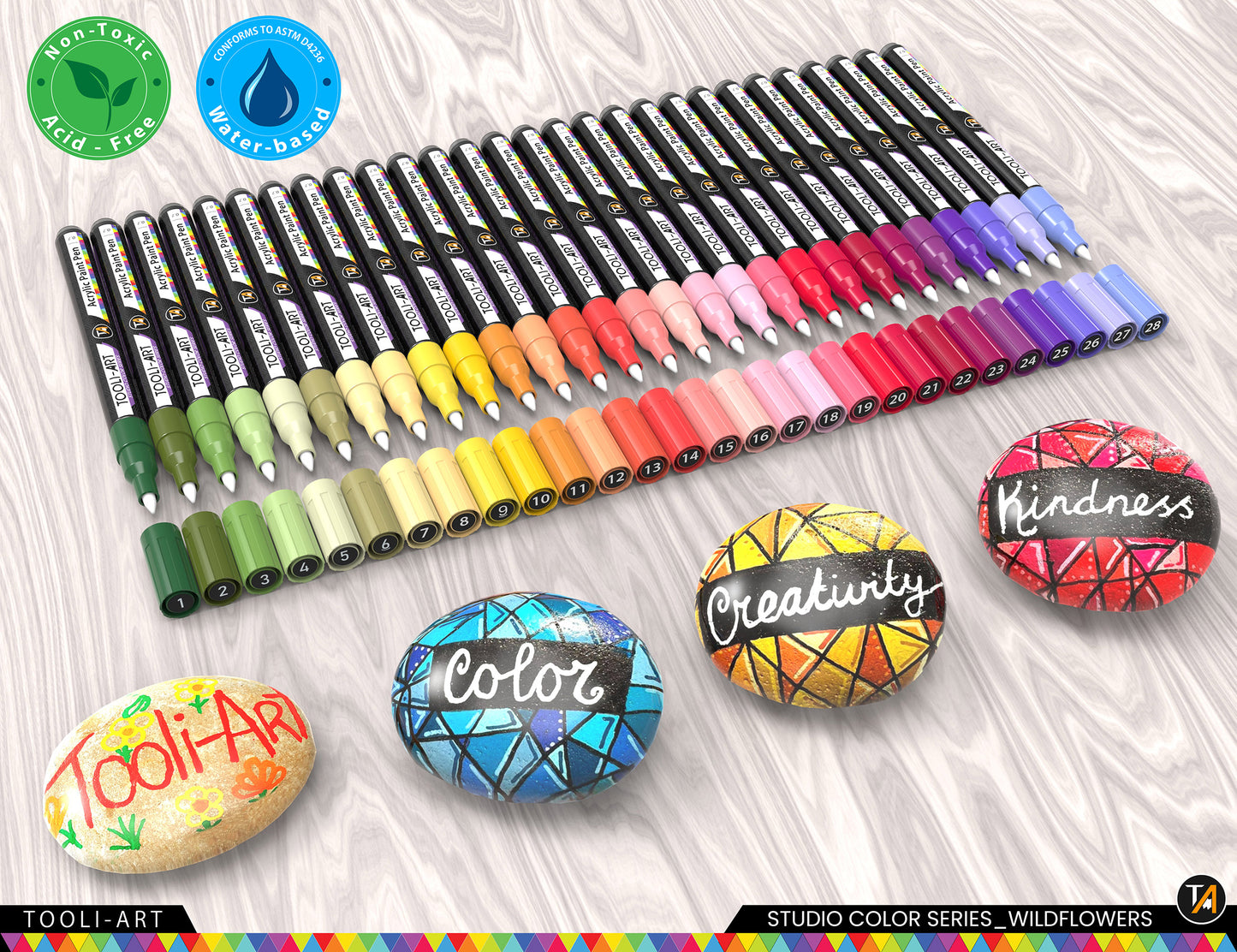 28 Wildflower Colors Acrylic Paint Pens Markers Set 0.7mm Extra Fine