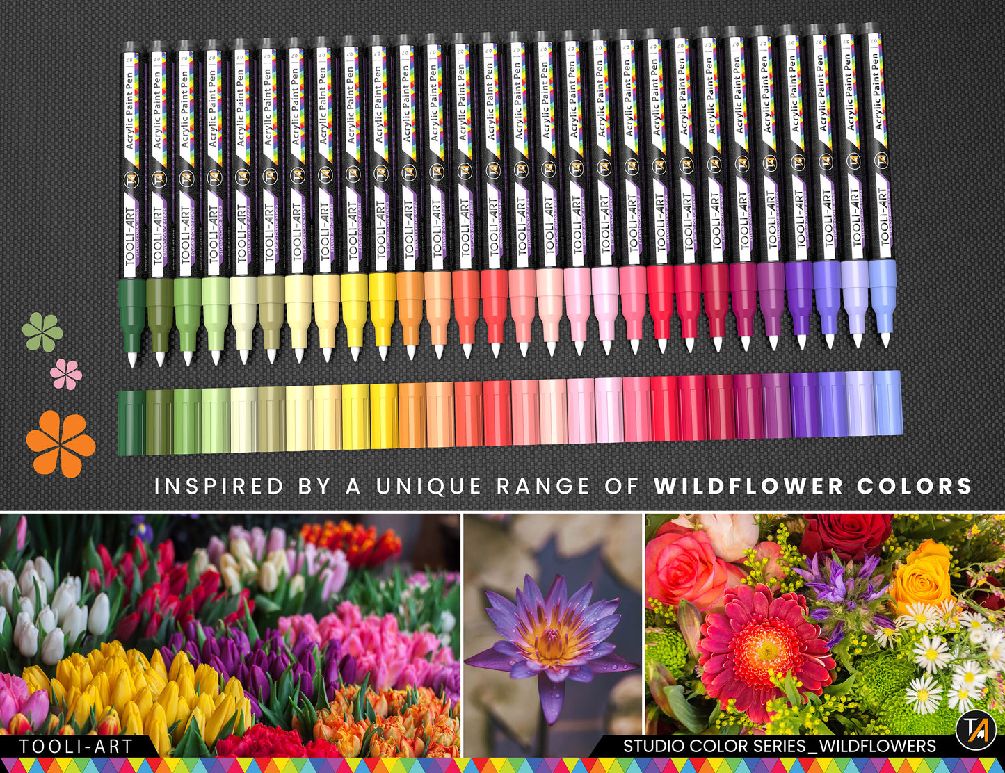 28 Wildflower Colors Acrylic Paint Pens Markers Set 0.7mm Extra Fine