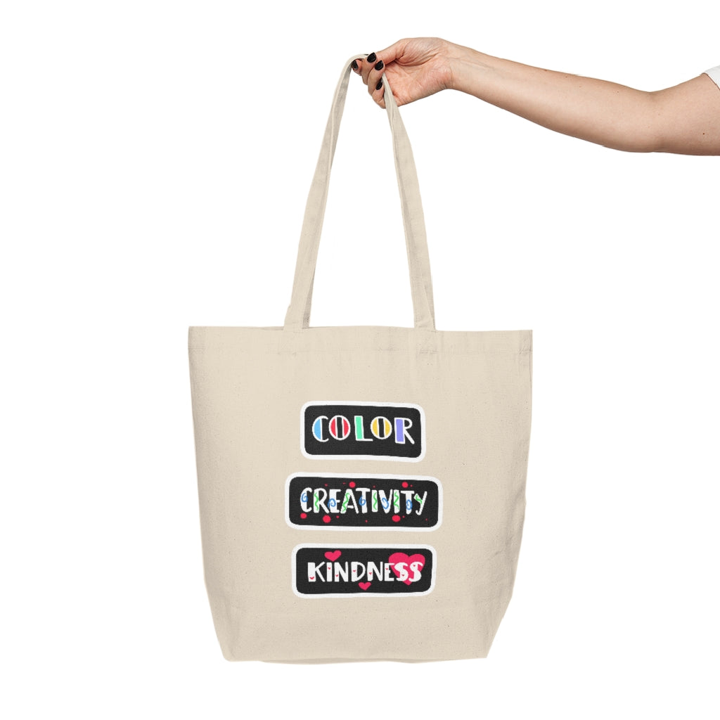 TOOLI-ART Canvas Shopping Tote - COLOR CREATIVITY KINDNESS