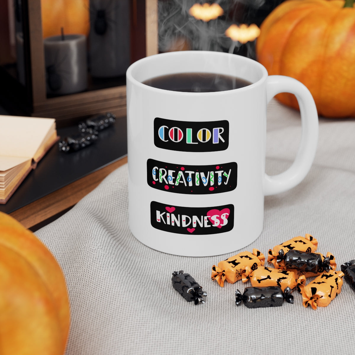 TOOLI-ART Ceramic Mug 11oz - COLOR CREATIVITY KINDNESS