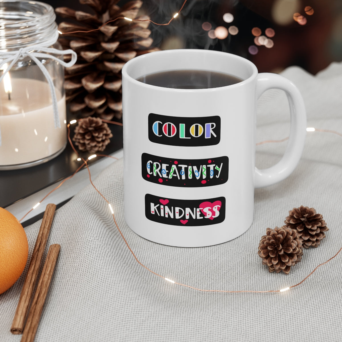 TOOLI-ART Ceramic Mug 11oz - COLOR CREATIVITY KINDNESS