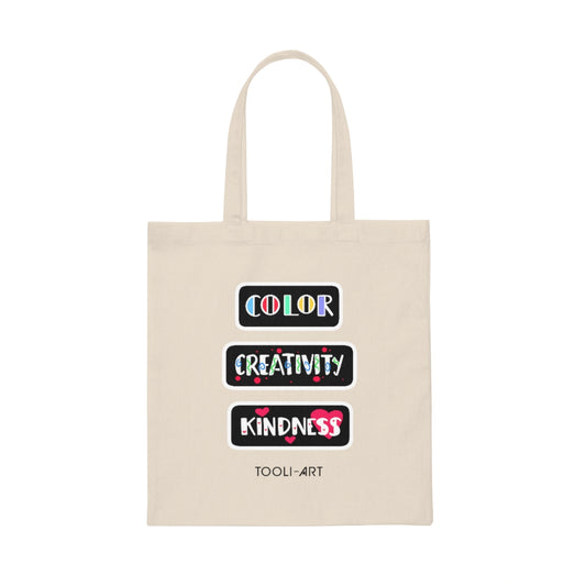 TOOLI-ART Canvas Tote Bag - COLOR CREATIVITY KINDNESS