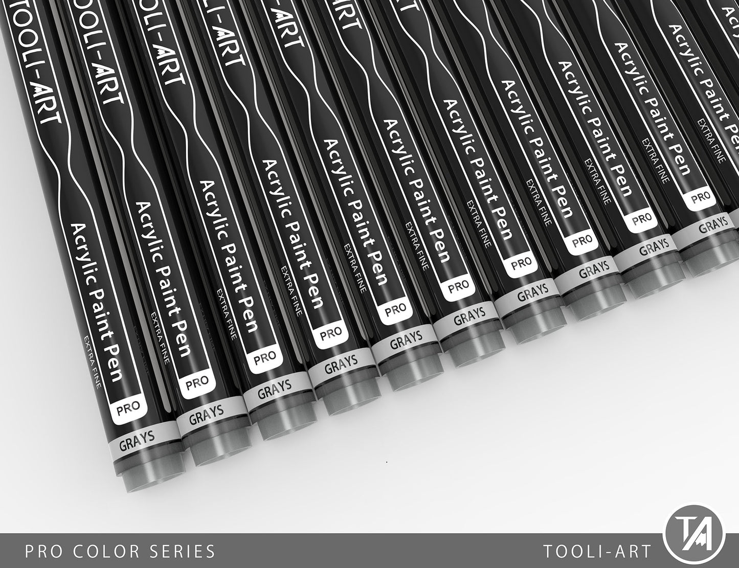 Acrylic Paint Pens 22 Assorted Gray Pro Color Series Specialty Markers Set (0.7mm EXTRA FINE)