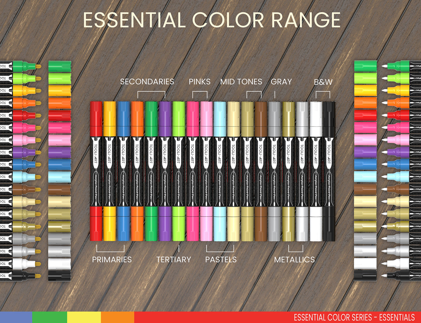 18 Double Sided Acrylic Paint Pens Assorted Vibrant Markers Set (0.7mm + 3.0mm)