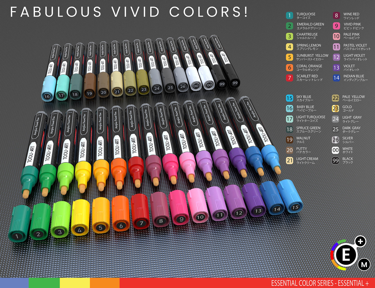 30 Essential Acrylic Paint Pens Assorted Color Set (3mm MEDIUM)