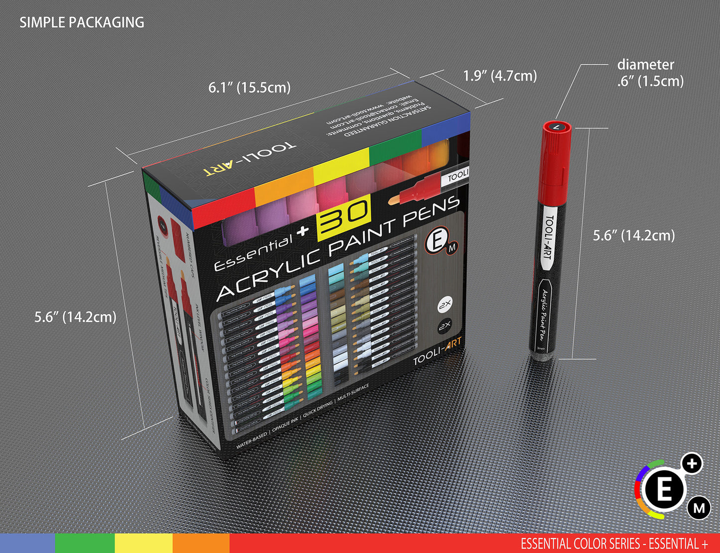 30 Essential Acrylic Paint Pens Assorted Color Set (3mm MEDIUM)