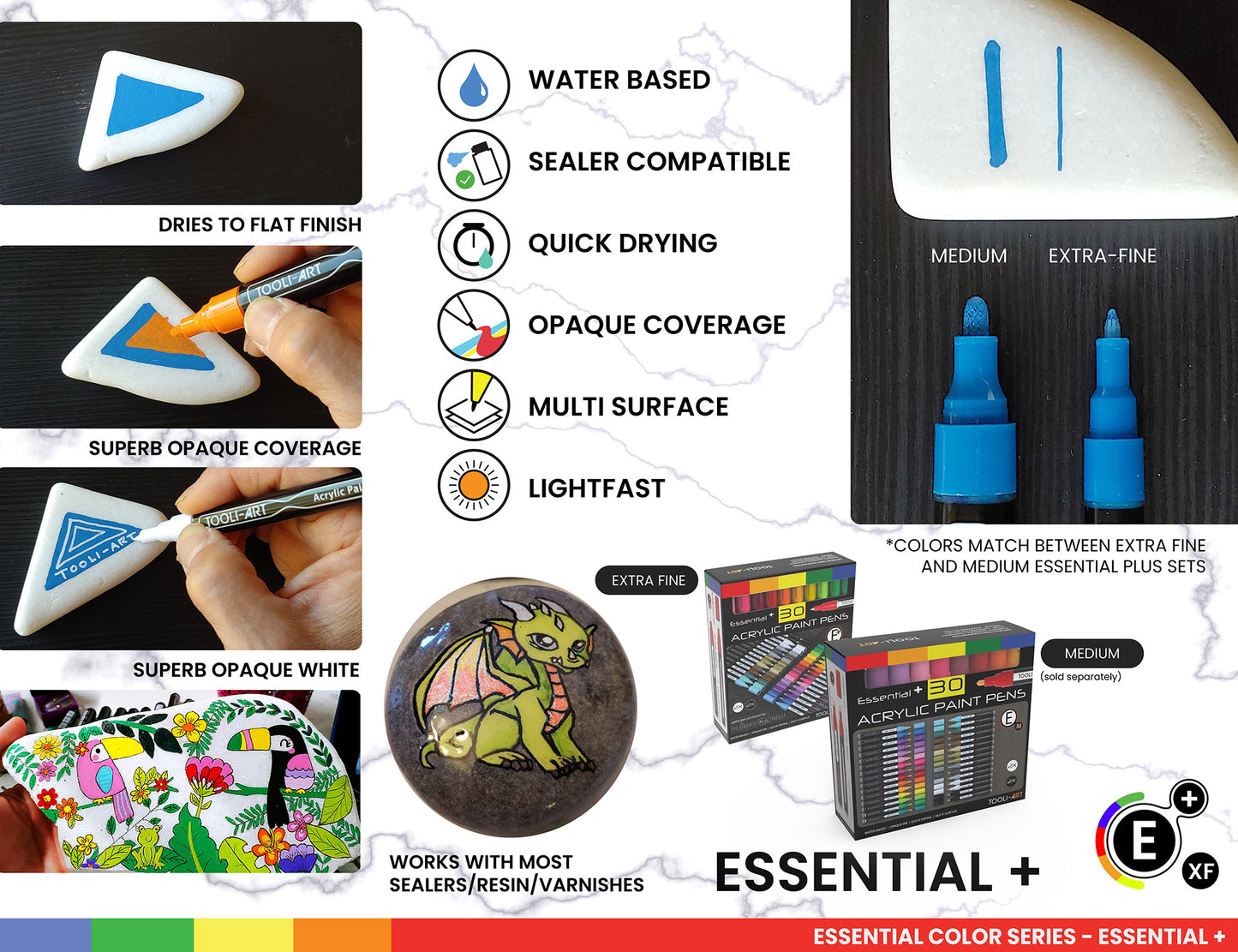30 Essential Acrylic Paint Pens Assorted Color Set (0.7mm EXTRA FINE)