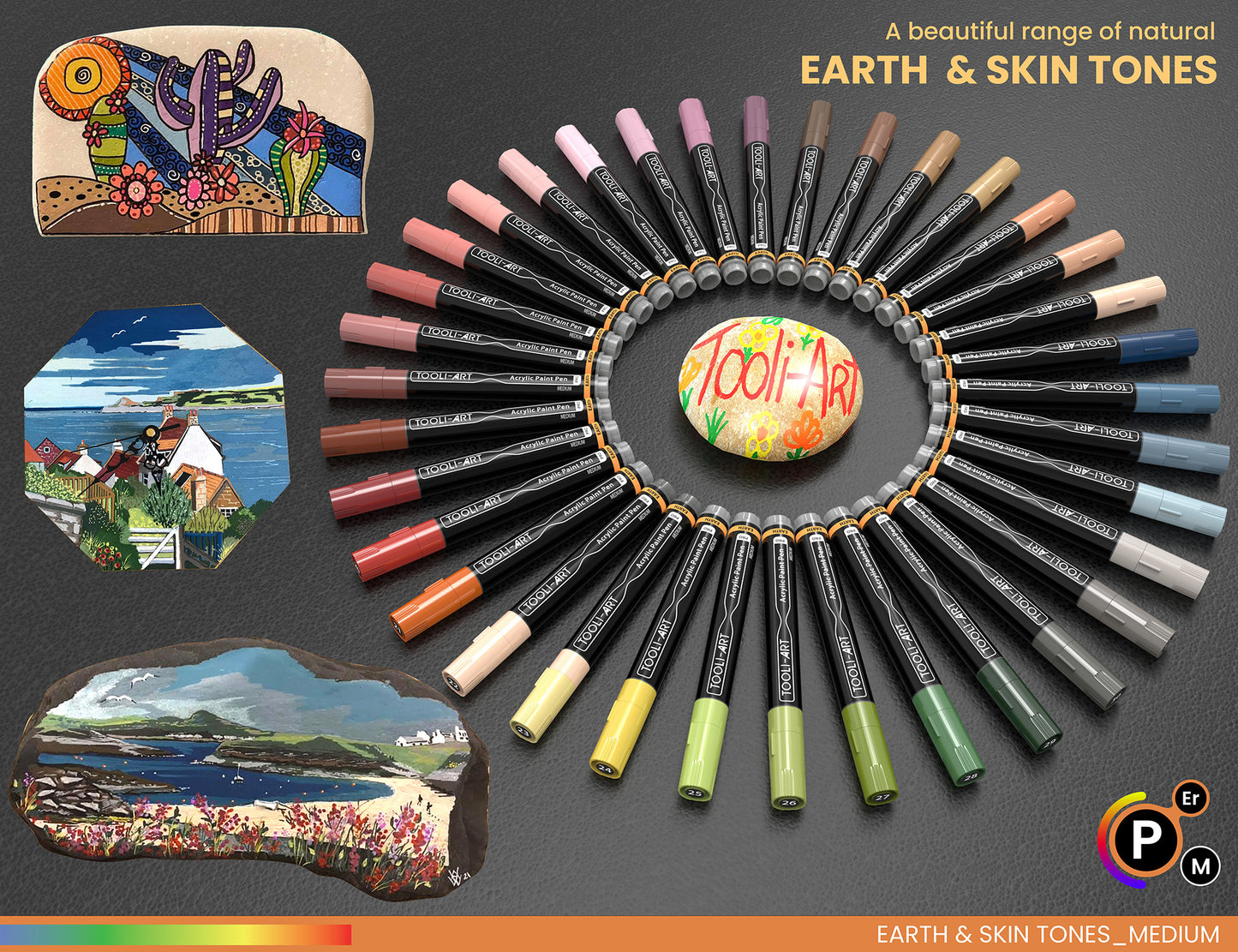 36 Acrylic Paint Pens Skin and Earth Tones (Pro Color Series Marker Set) (3mm MEDIUM)