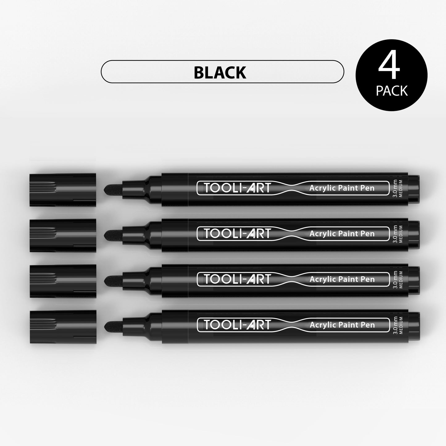 Acrylic Paint Pens 3.0mm MEDIUM Tip: 4-Pack, Your Choice of Any 1 Color