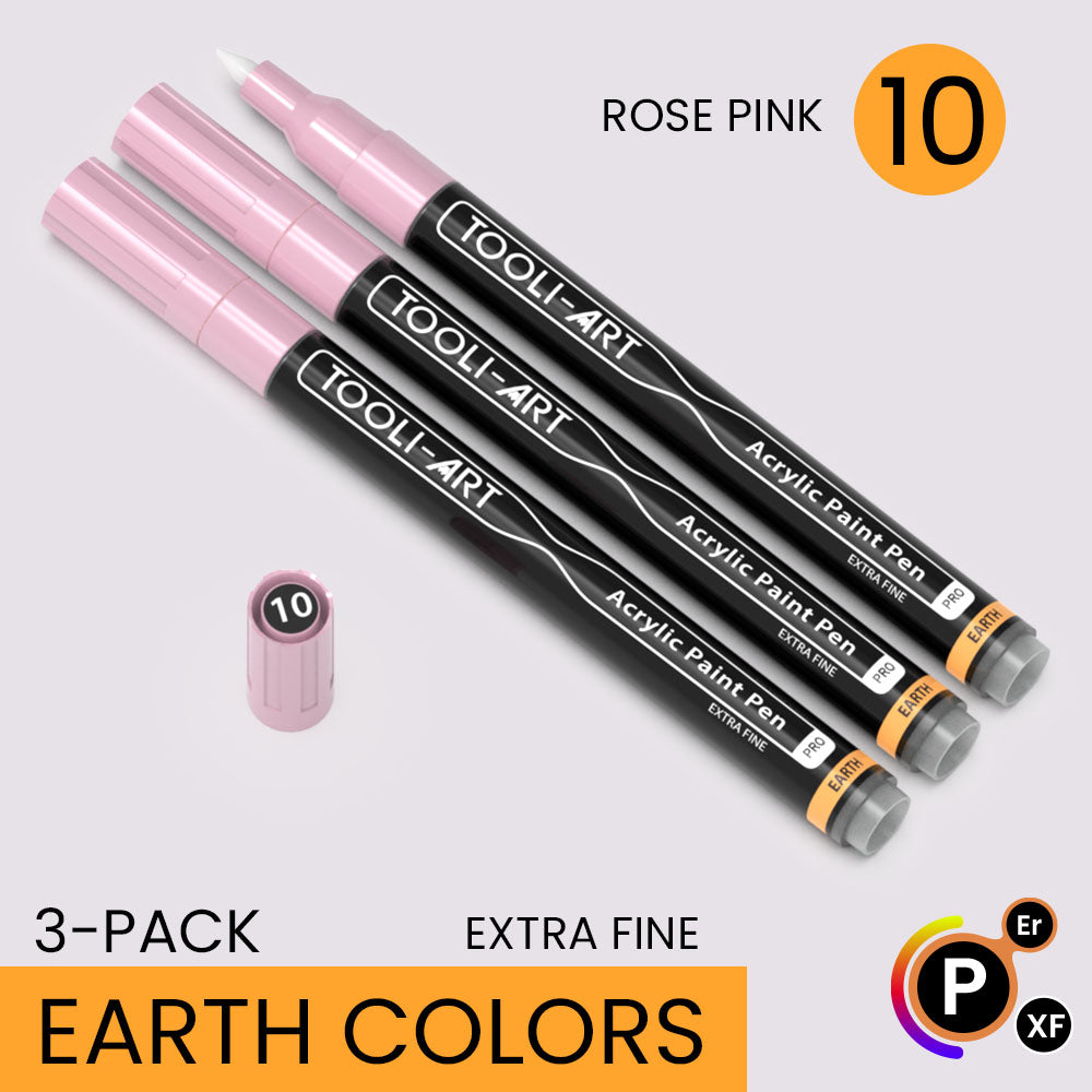EARTH & SKIN Acrylic Paint Pens 0.7mm EXTRA FINE Tip: 3-Pack, Your Choice of Any 1 Color