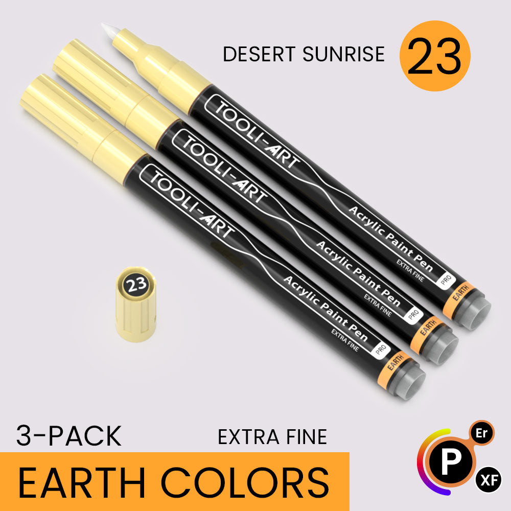 EARTH & SKIN Acrylic Paint Pens 0.7mm EXTRA FINE Tip: 3-Pack, Your Choice of Any 1 Color