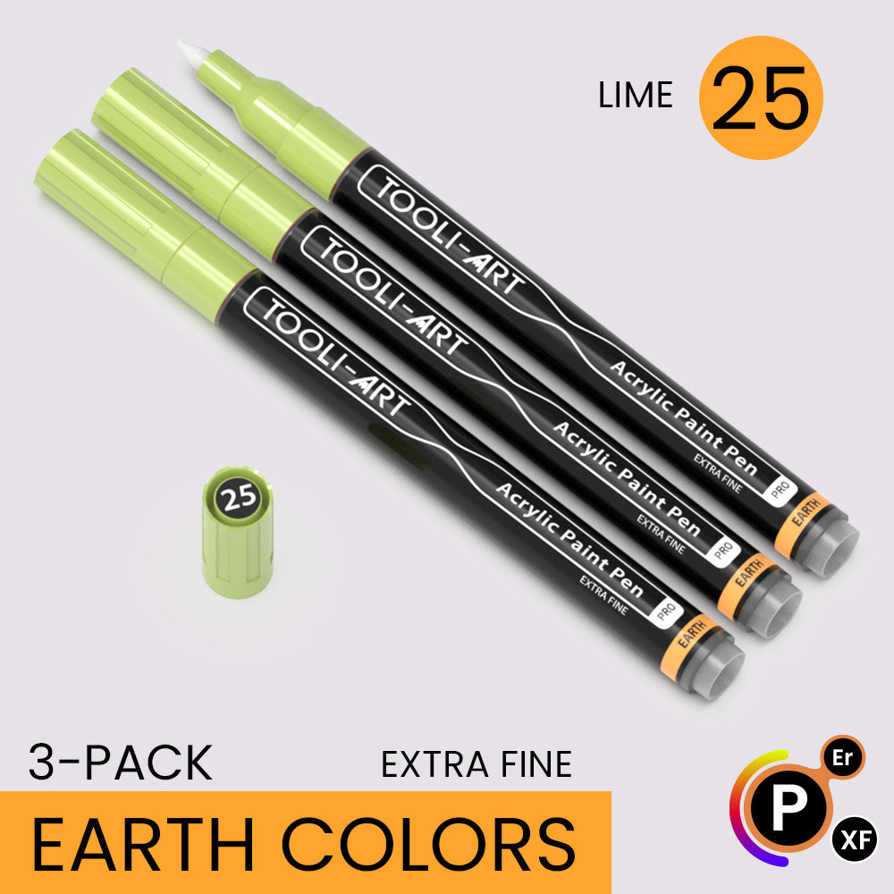 EARTH & SKIN Acrylic Paint Pens 0.7mm EXTRA FINE Tip: 3-Pack, Your Choice of Any 1 Color