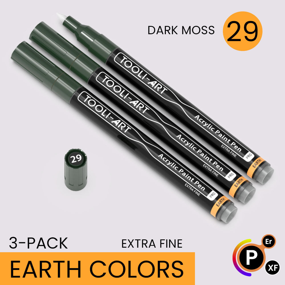 EARTH & SKIN Acrylic Paint Pens 0.7mm EXTRA FINE Tip: 3-Pack, Your Choice of Any 1 Color