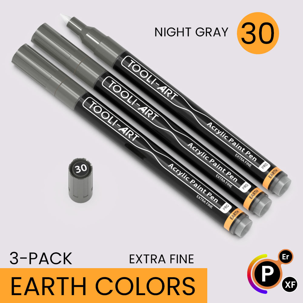 EARTH & SKIN Acrylic Paint Pens 0.7mm EXTRA FINE Tip: 3-Pack, Your Choice of Any 1 Color