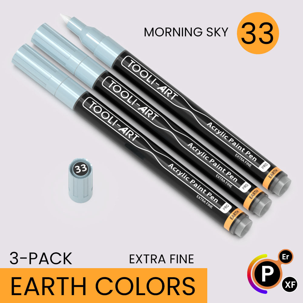 EARTH & SKIN Acrylic Paint Pens 0.7mm EXTRA FINE Tip: 3-Pack, Your Choice of Any 1 Color