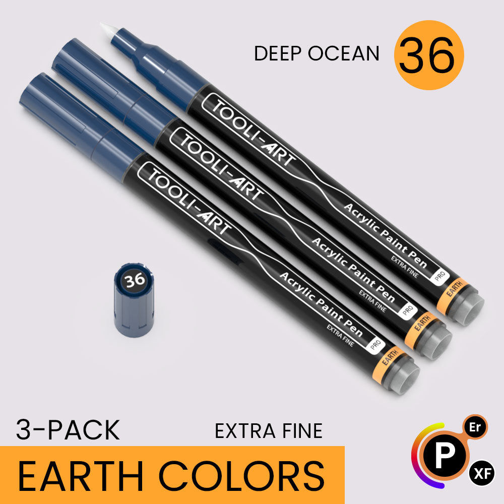 EARTH & SKIN Acrylic Paint Pens 0.7mm EXTRA FINE Tip: 3-Pack, Your Choice of Any 1 Color